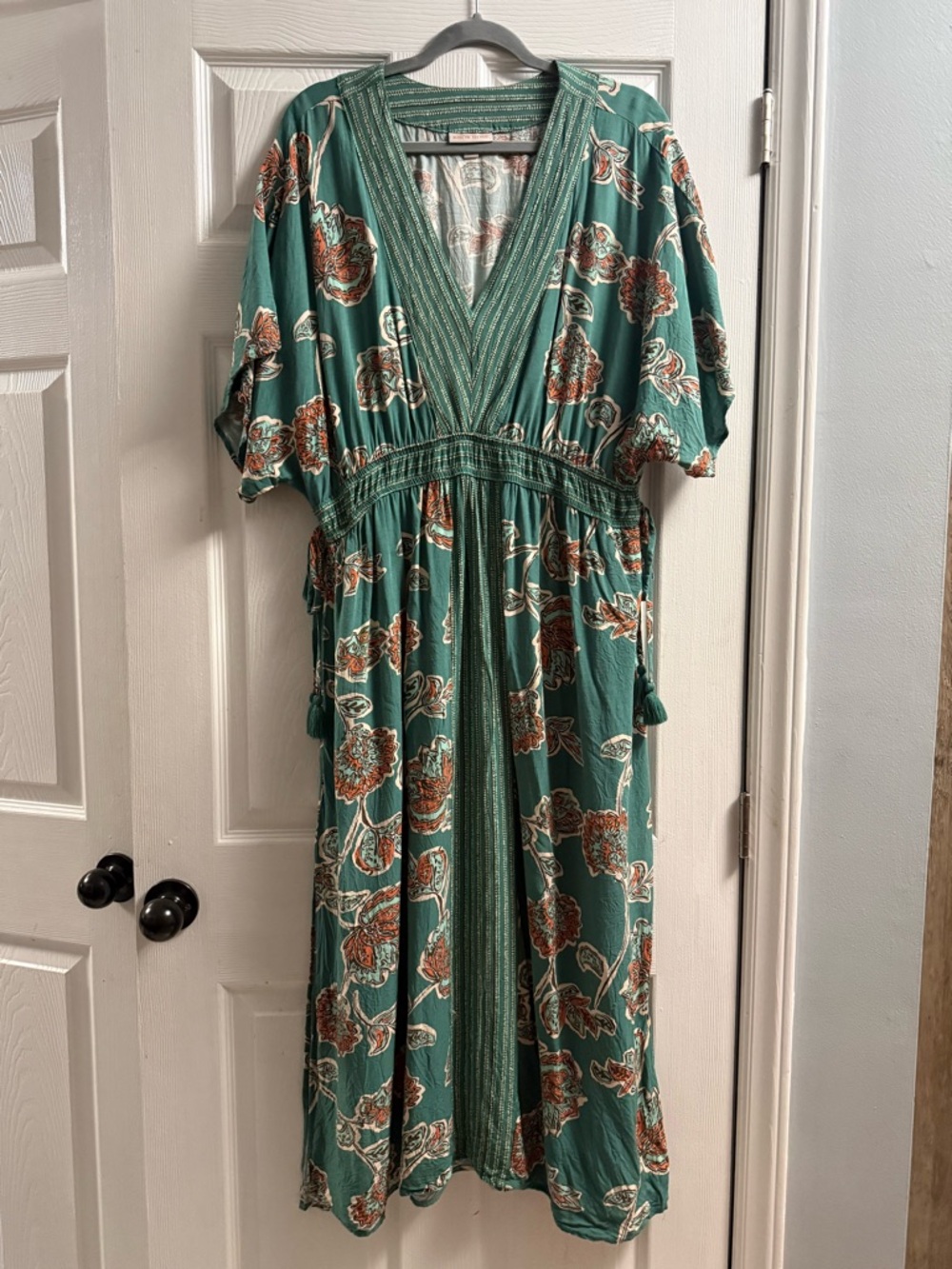 Knox Rose Teal Floral V-Neck Maxi Dress - Picture 2 of 12